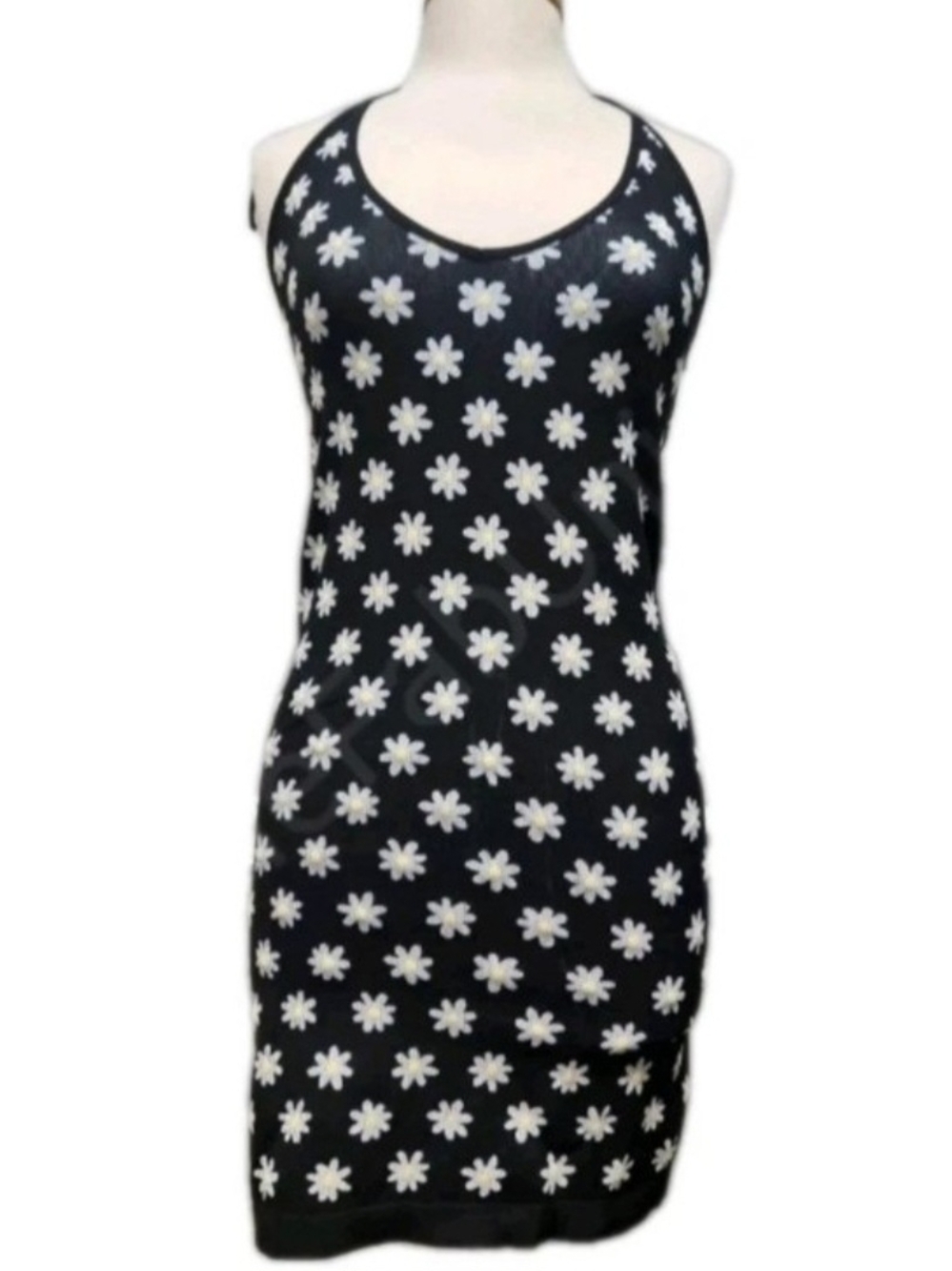 No Boundaries Black Daisy Floral Seamless Halter Dress Size Large (11-13) NWT